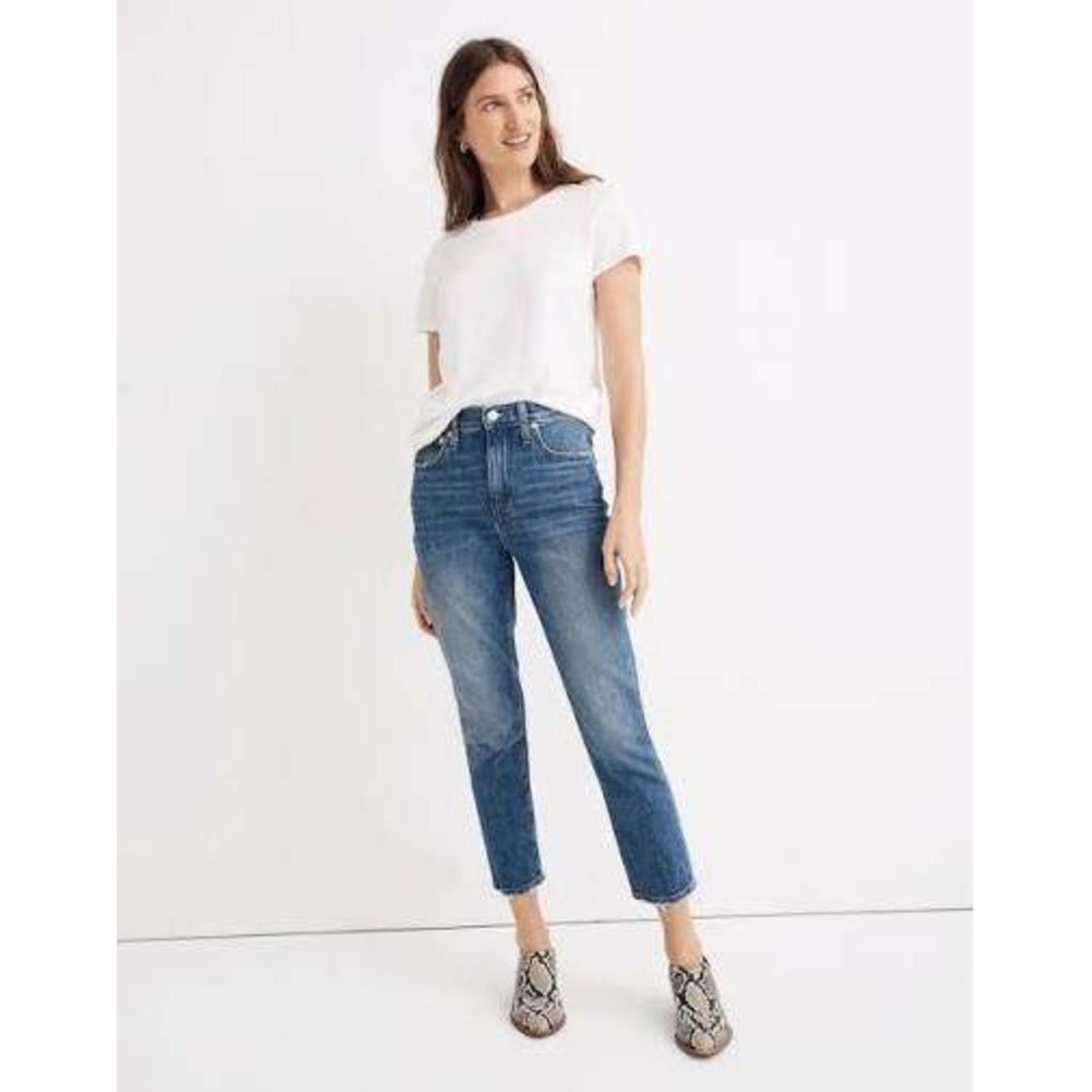 Madewell Jeans Womens 27 High-Rise Slim Crop Boyjean Lavern Wash Blue Denim